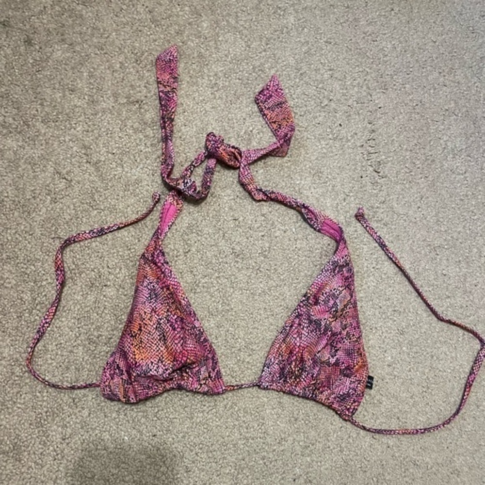 South‎ beach Pink Animal Print Triangle Bikini Top Size Medium